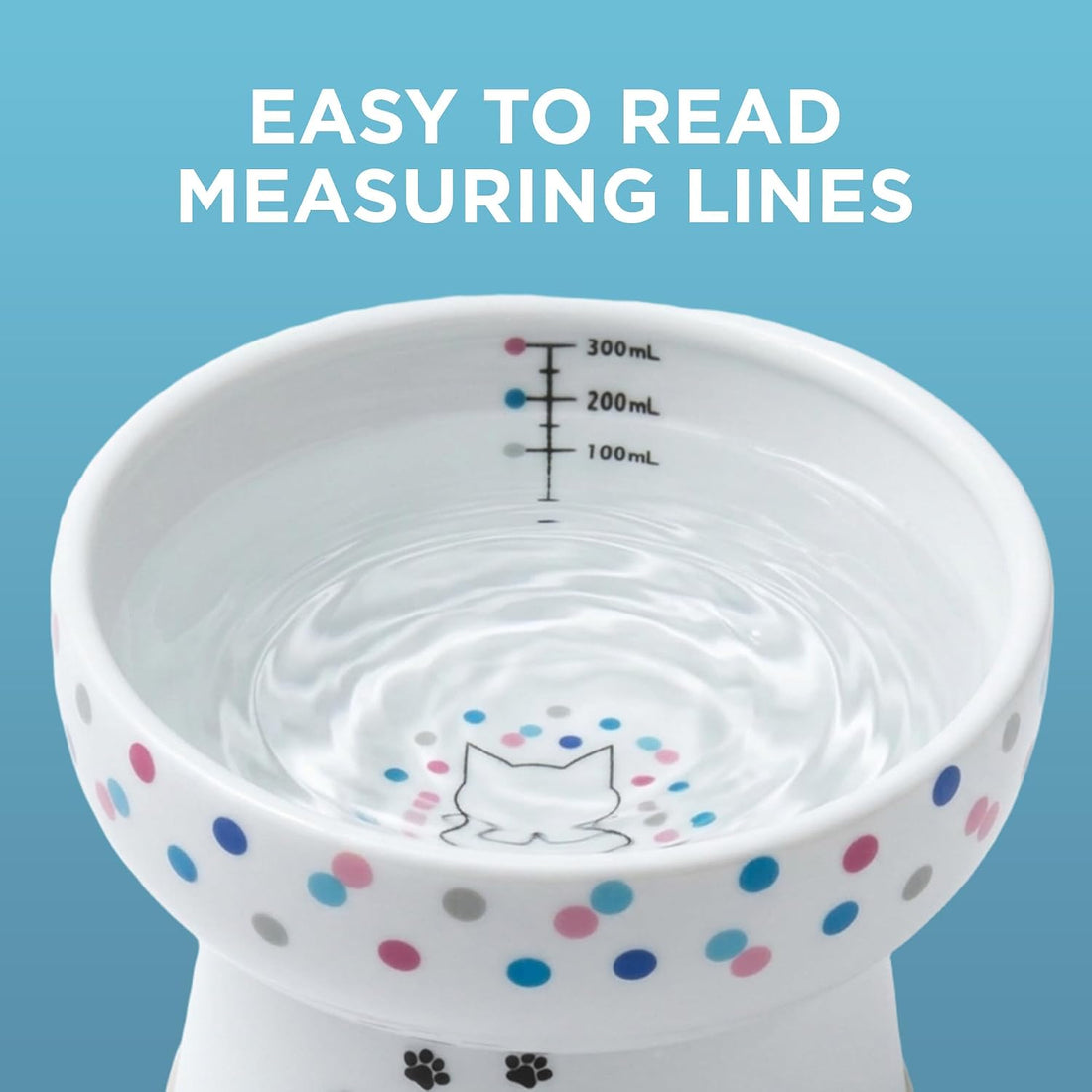 Necoichi Porcelain Elevated Cat Water Bowl, Whisker-Friendly