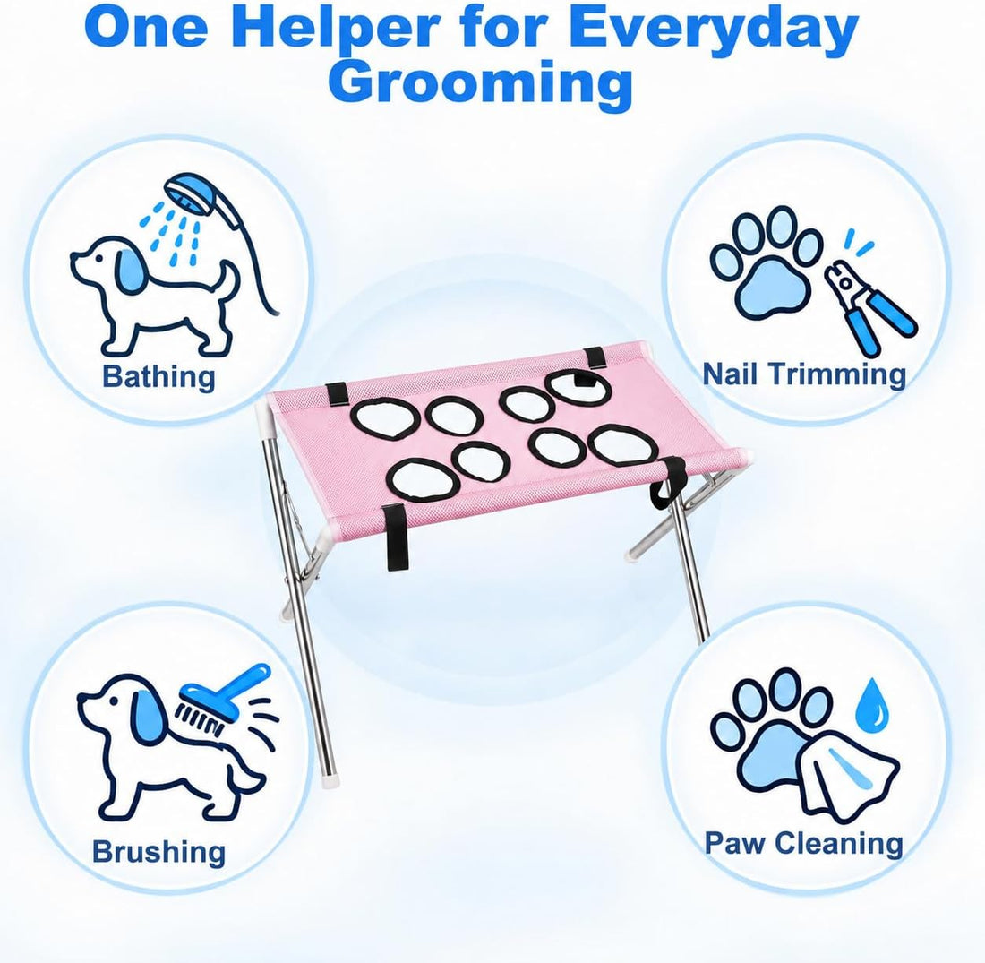 LUMIXA Dog Grooming Hammock Stand, Foldable Pet Bath Hammock