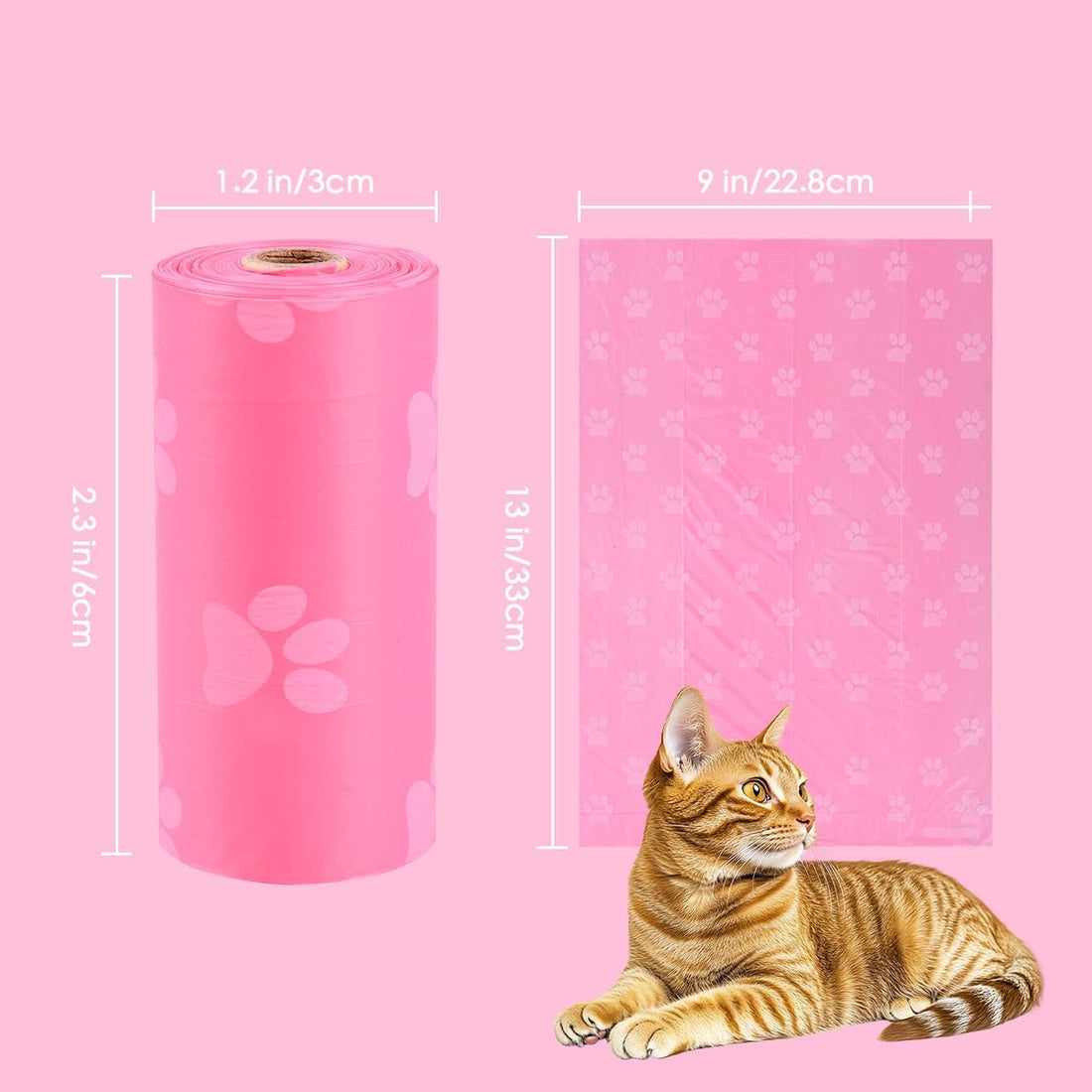 Poop Bags Rolls 256 Count - 9x13 Inches Pink Thickened Leakproof