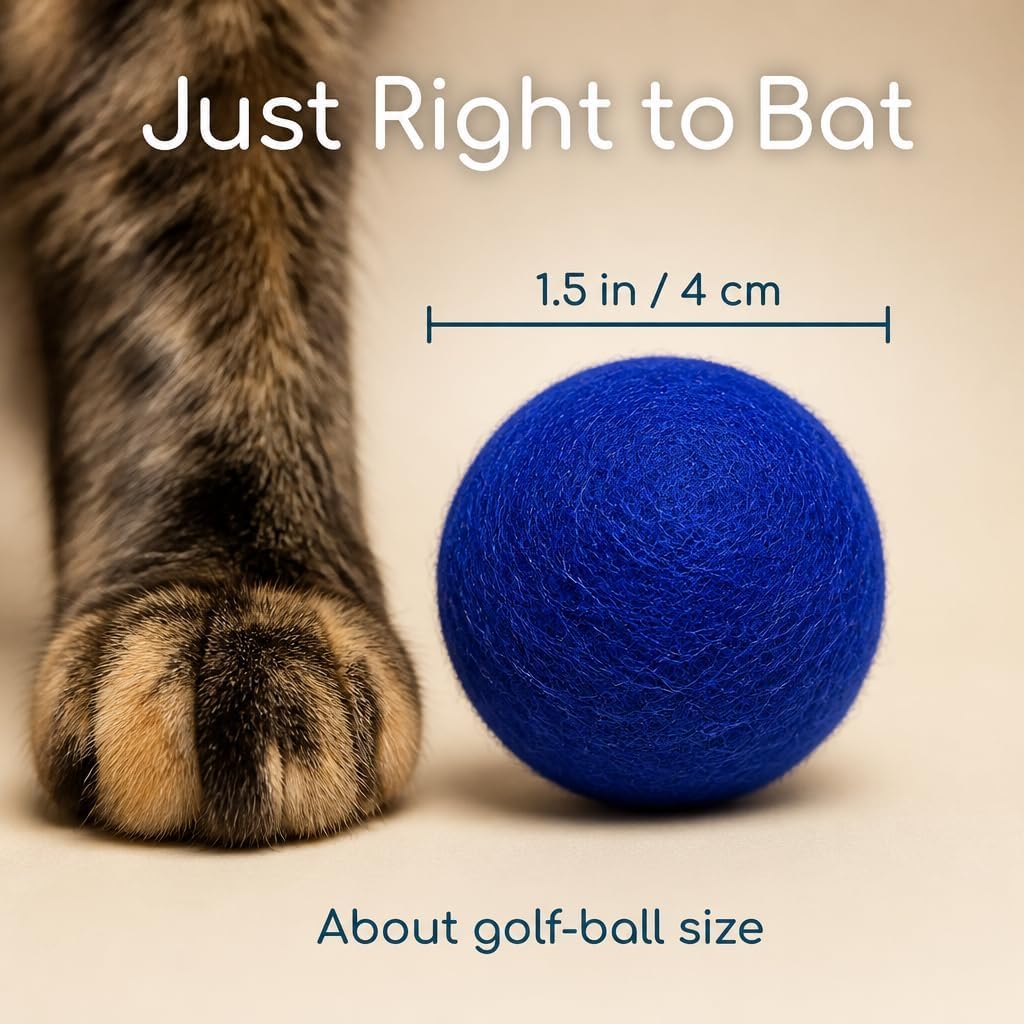 Earthtone Solutions Wool Cat Balls - Safe Silent Felt Ball Toys