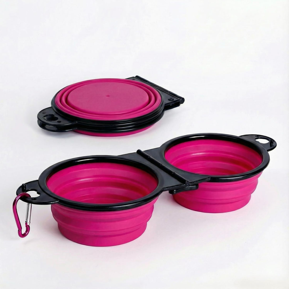 Double Collapsible Dog Bowls for Travel, Food and Water Set with Clip
