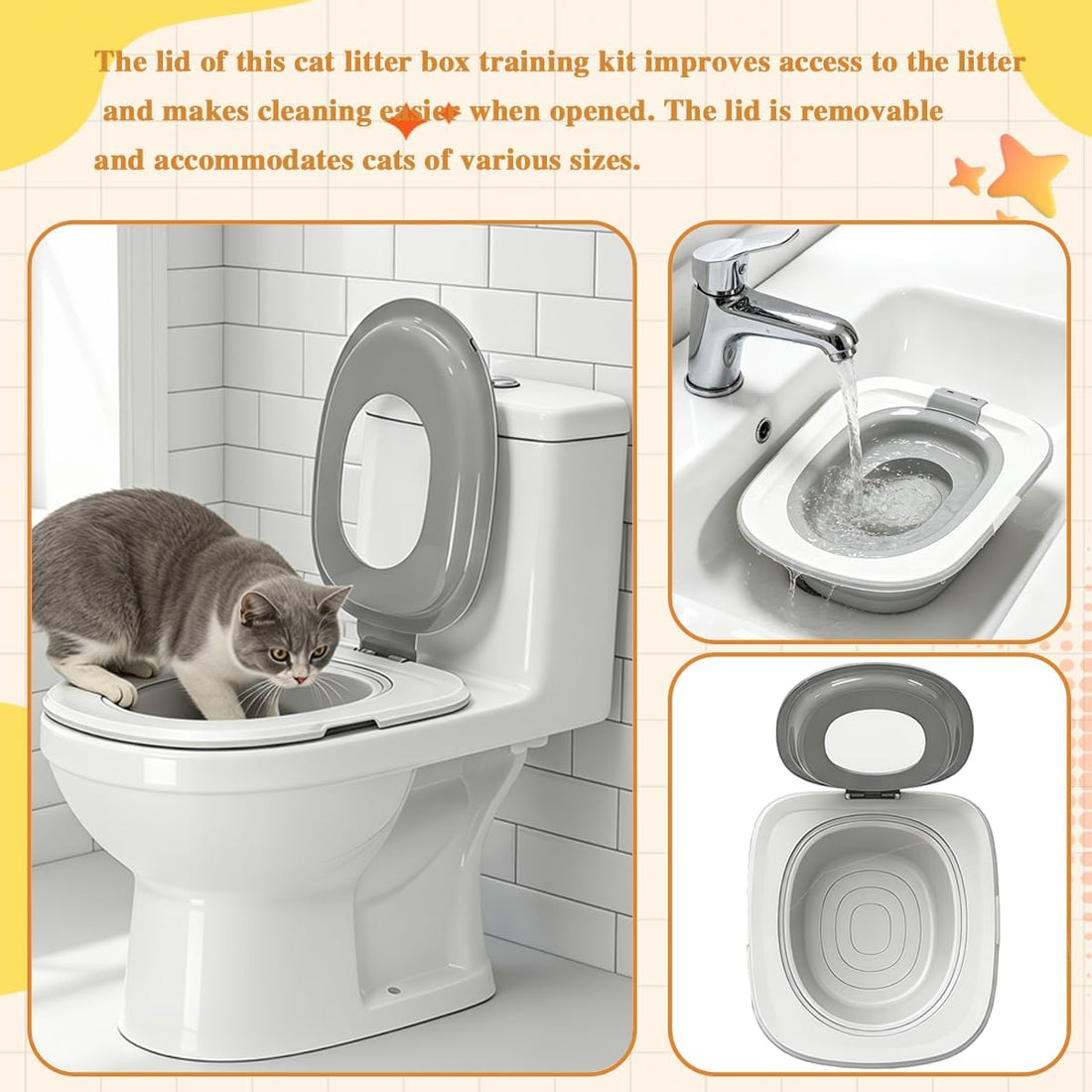 Cat Toilet Trainer Kit with Litter Scoop,5 Movable Parts