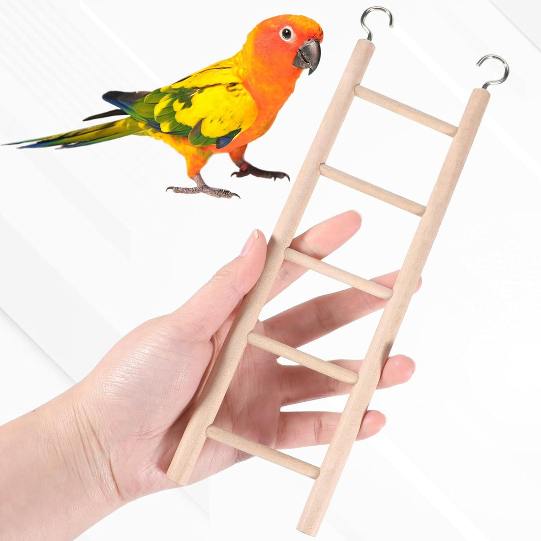 Bird Ladder for Cage, 3 PCS Bird Cage Ladder Wooden Hanging Parrot