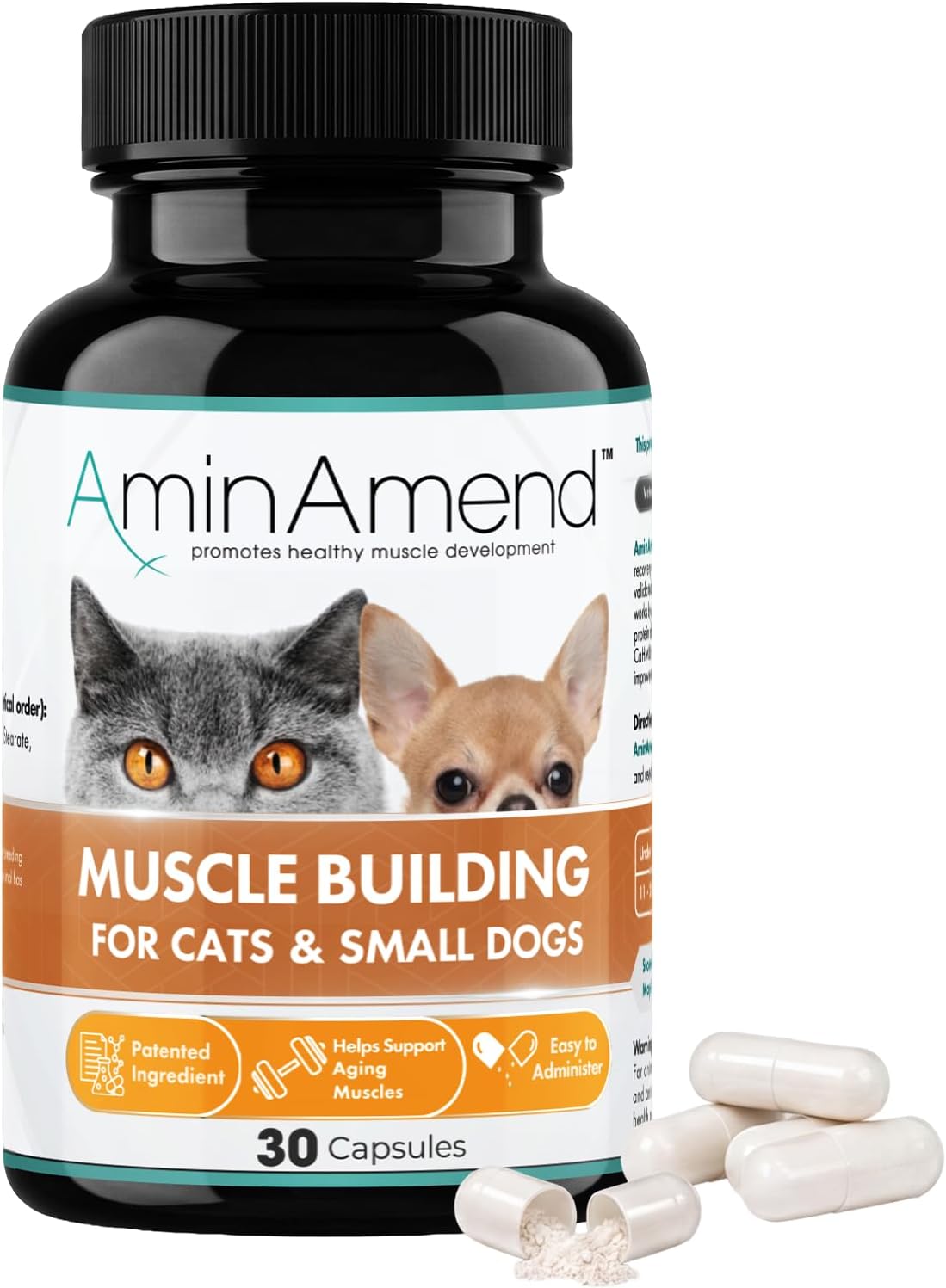 Small Dog & Cat CaHMB Muscle Support Capsules, Vitamin D3, 30 Ct