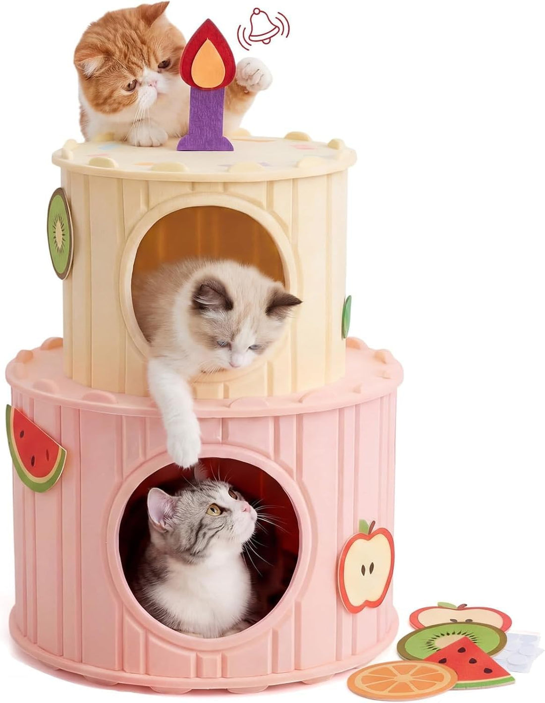 Cat Castle House for Indoor Cats, Felt Cat Cave with Fluffy Ball