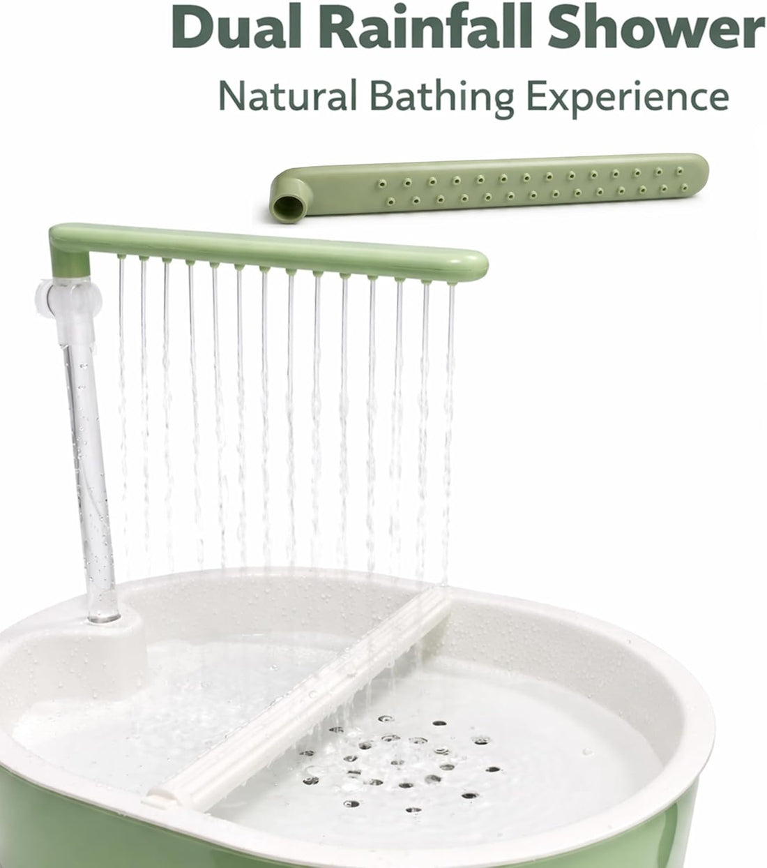 Indoor Bird Bath Fountain, Dual Rainfall Parrot Shower with Anti-Clog