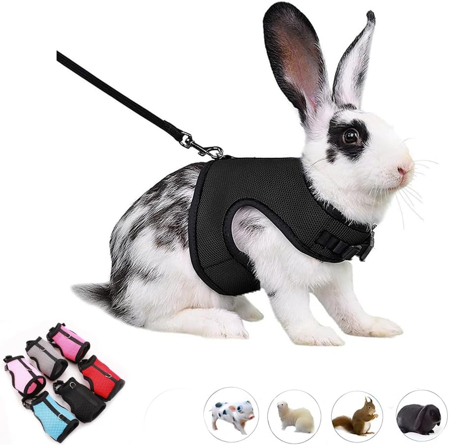 Bunny Harness and Leash Set Escape Proof, Rabbit Harness Blue L