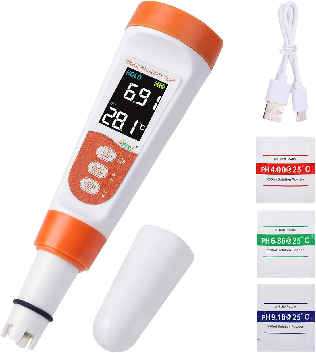 hygger Pool Salt Tester & PH Meter, 5-in-1 Digital Pool Water Tester