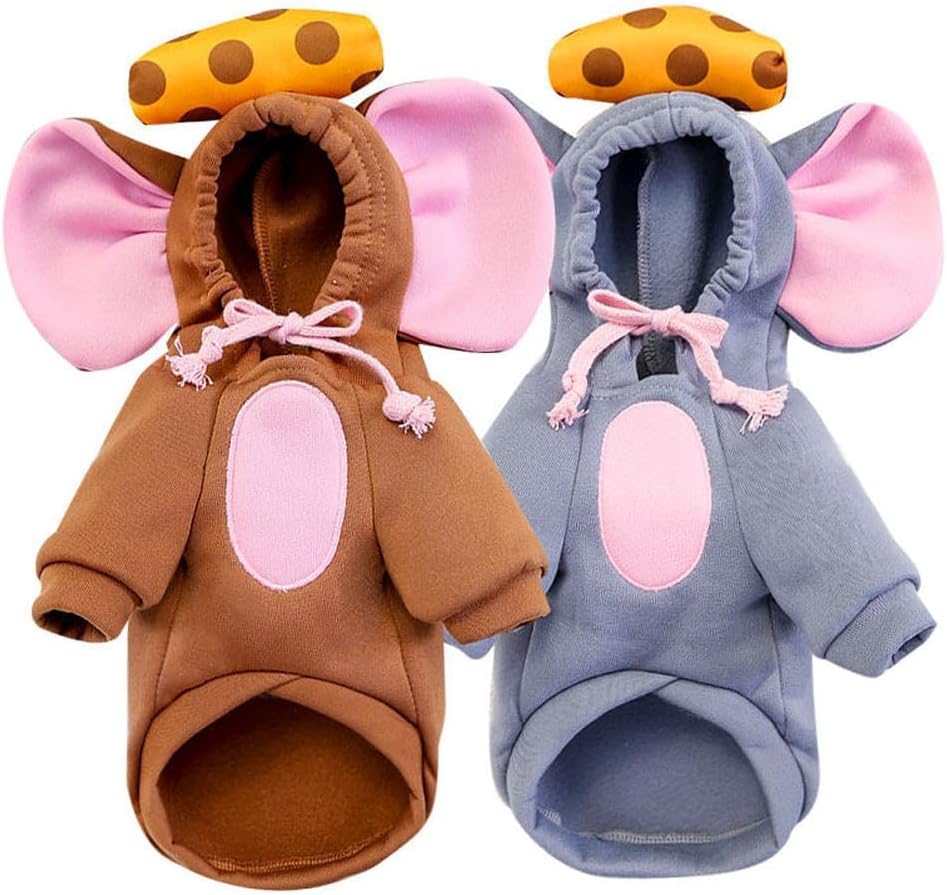 Fleece Lined Dog Hoodie Coat Warm Fall Winter Dog Sweatshirt, Squirrel