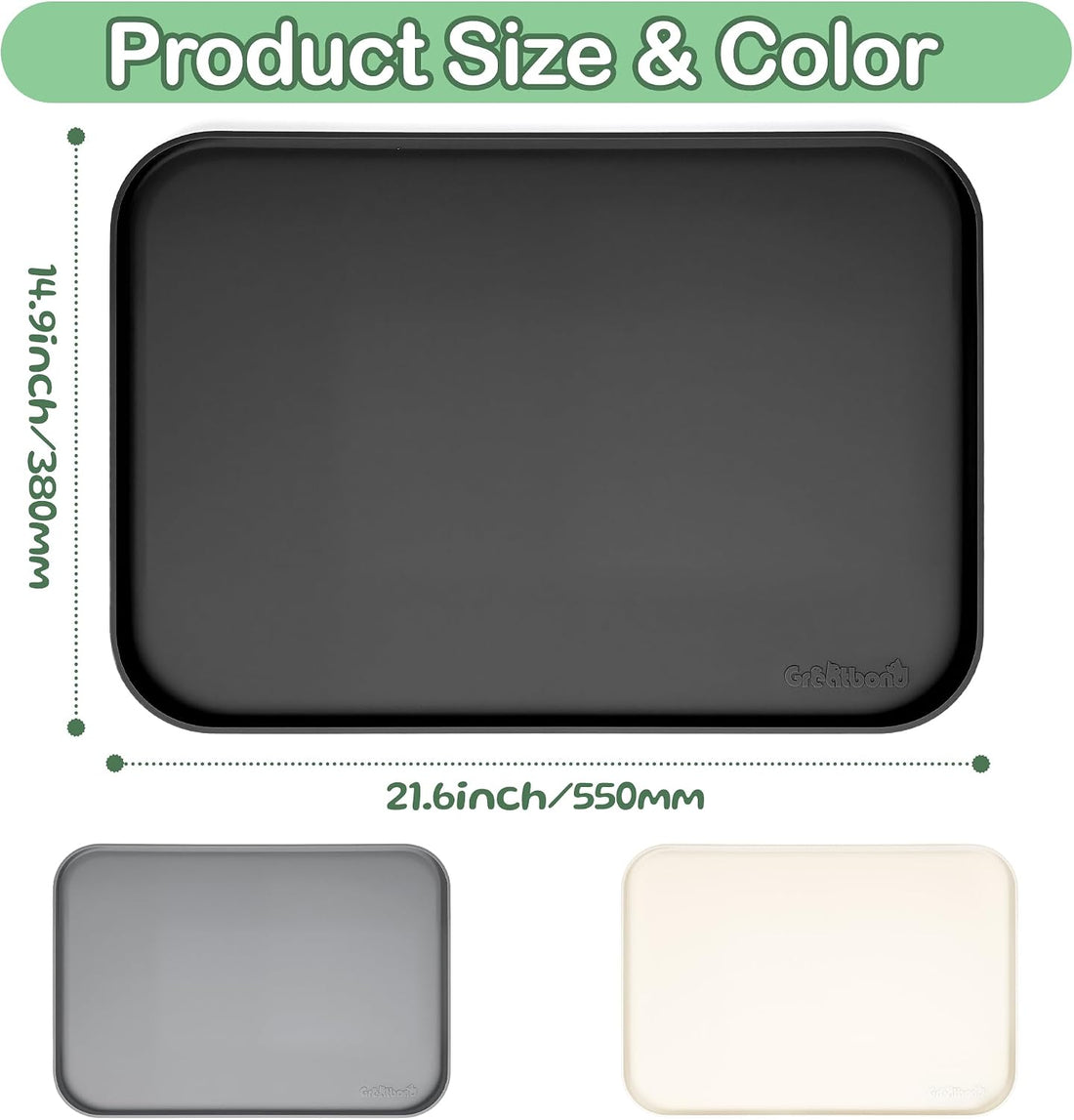 Greatbond 100% Waterproof Silicone Pet Feeding Mat,Warped Resistant