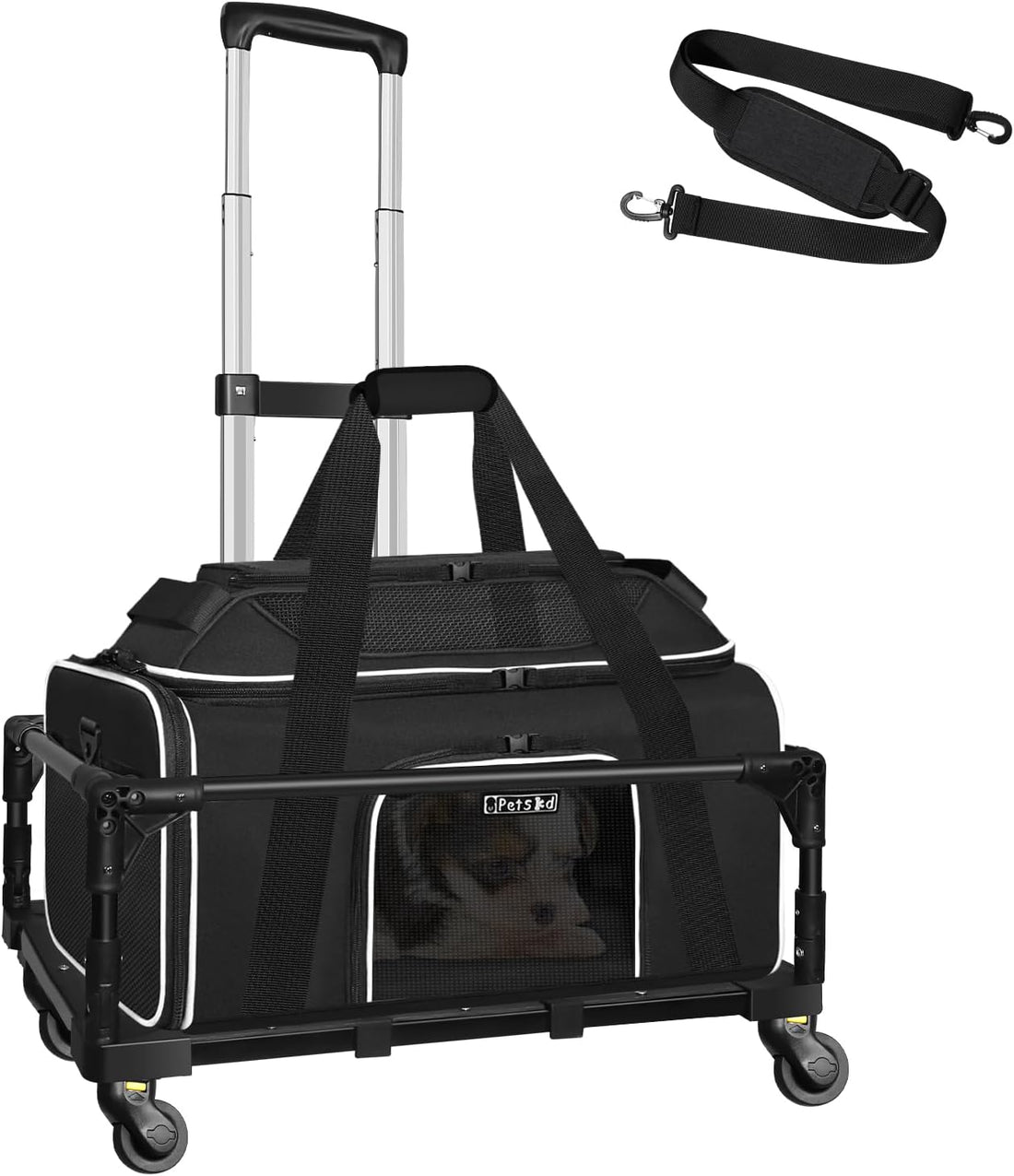 Petskd Top-Expandable Small Pet Carrier with Wheels Airline Approved
