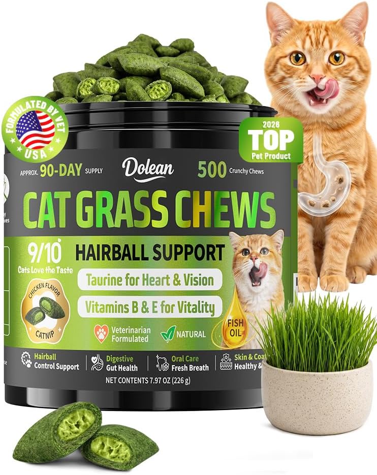Cat Grass Treats, Hairball Treatment for Cats, for Indoor Cats