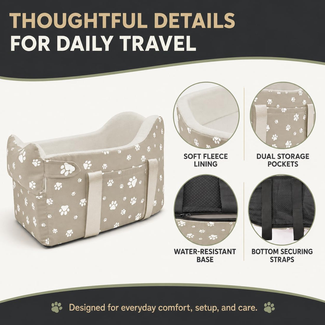 Cullaby Dog Car Seat for Small Dogs