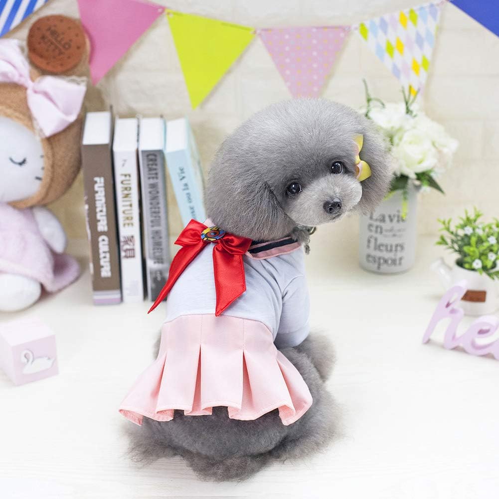 Tangpan Bow-Knot Student Cosplay Pet Costume Dog Skirt Camp Dress