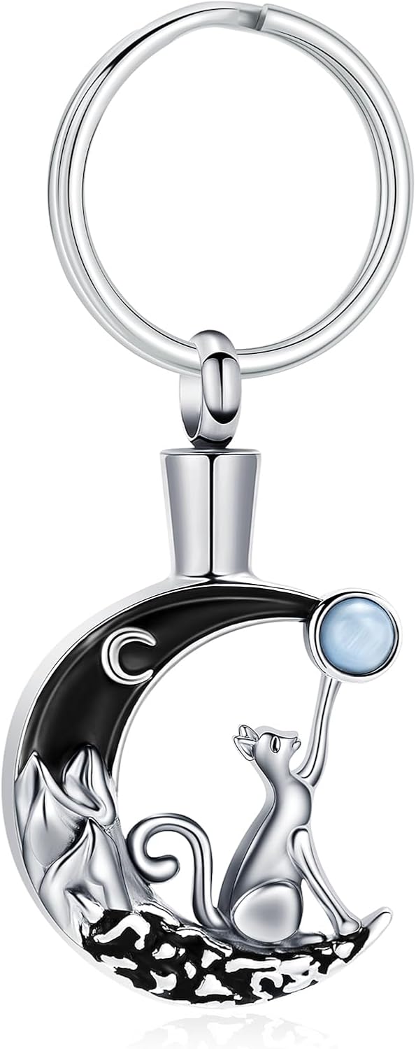 constantlife Cat Moon Urn Necklace for Women Pet Cremation Jewelry