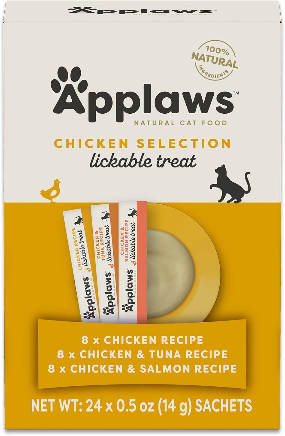 Applaws Chicken Puree Lickable Cat Treats 24-Pack 0.5 oz Sachets