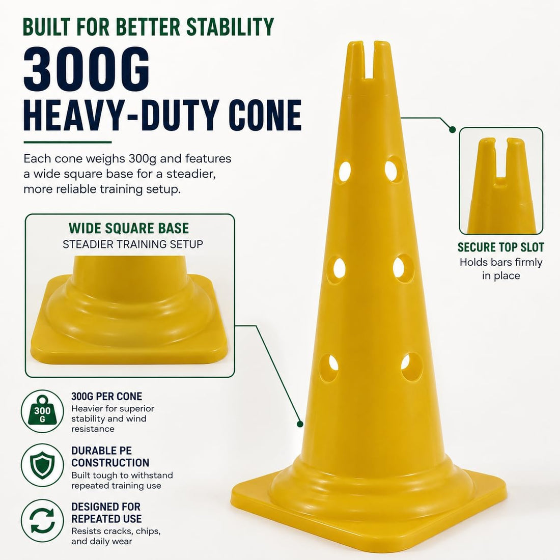 Dog Agility Equipment, 20-Inch Hurdle Set, 10.6 oz Weighted Cones