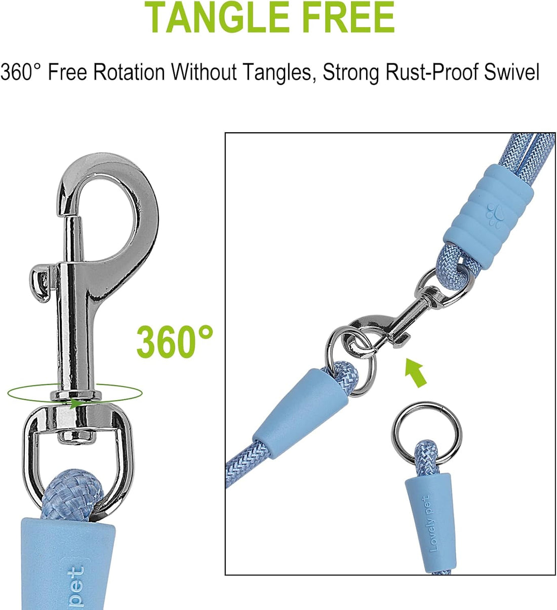 Double Dog Leash for Two Dogs,Dual Hands Free Dog Leashes,360 Swivel