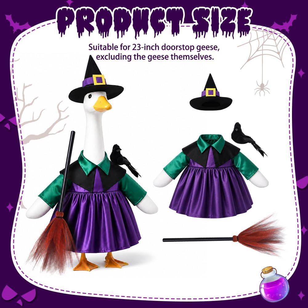 Halloween Goose Outfit Witch Porch Goose Clothes for Outdoor Lawn