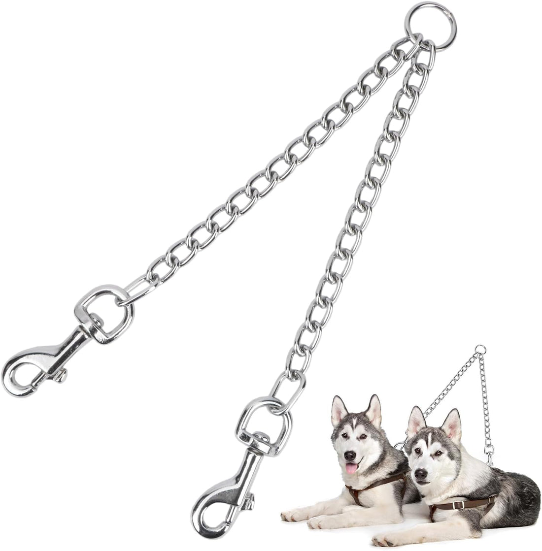Hypeety Double-Head Dog Leash Chain Heavy Duty Twin Lead for 2 Dogs
