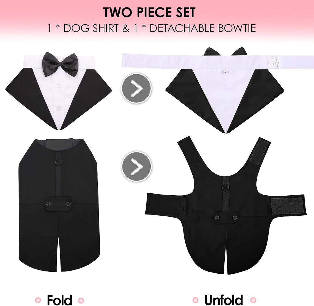AOFITEE Dog Tuxedo Formal Dog Suit and Bandana Set
