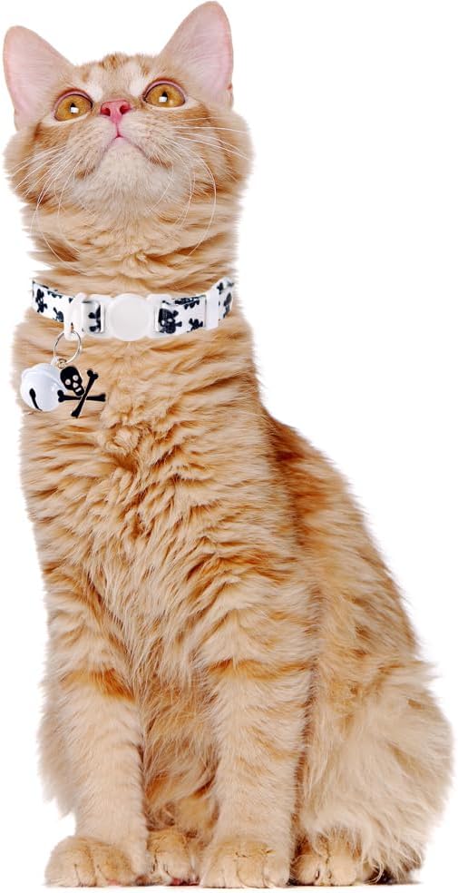 4 Pack Halloween Cat Collar with Bell Breakaway Adjustable for Kitty