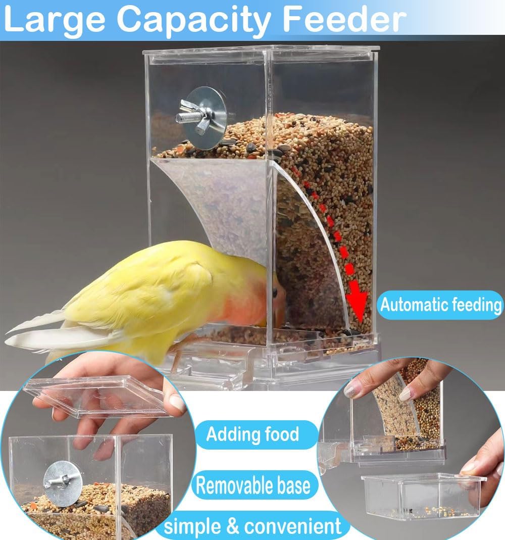 Bird Parrot Feeders, No Mess Automatic Cage Feeder Dispenser Food