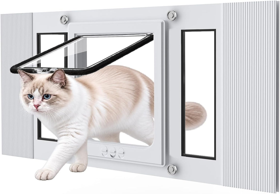Sliding Cat Door for Window, Fits 31"-36" Width Window Adjustable Cat