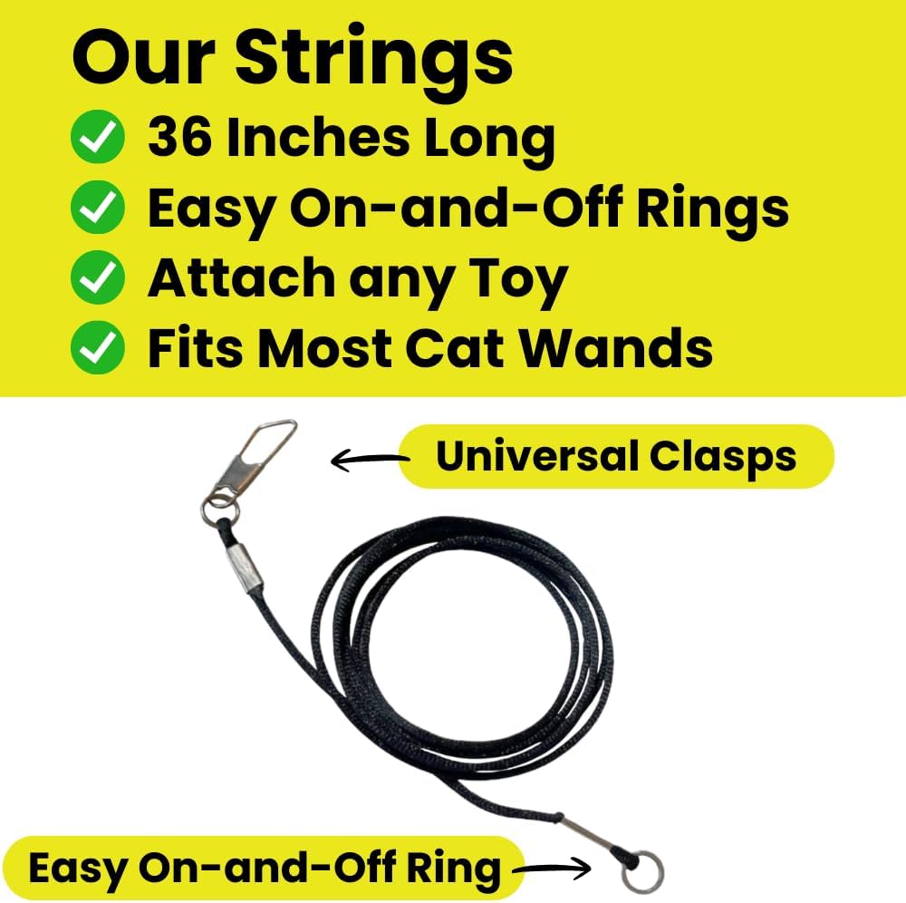 Cat Wand String Replacement 3-Pack, Chew Proof Metal Wire Toy