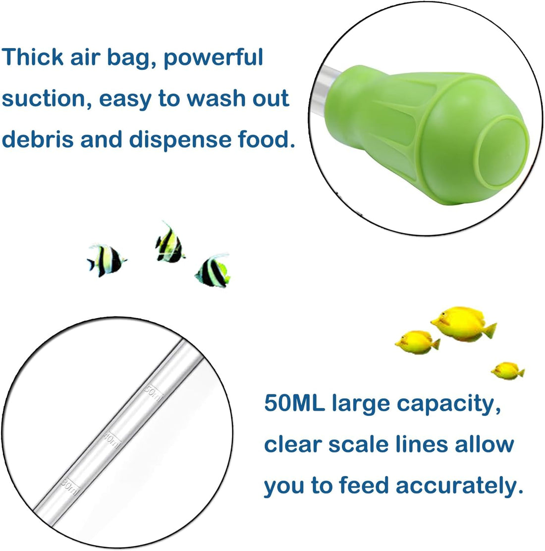 KABASI Waste Clean Tool Coral Fish Feeder with 2PCS Extension Pipes