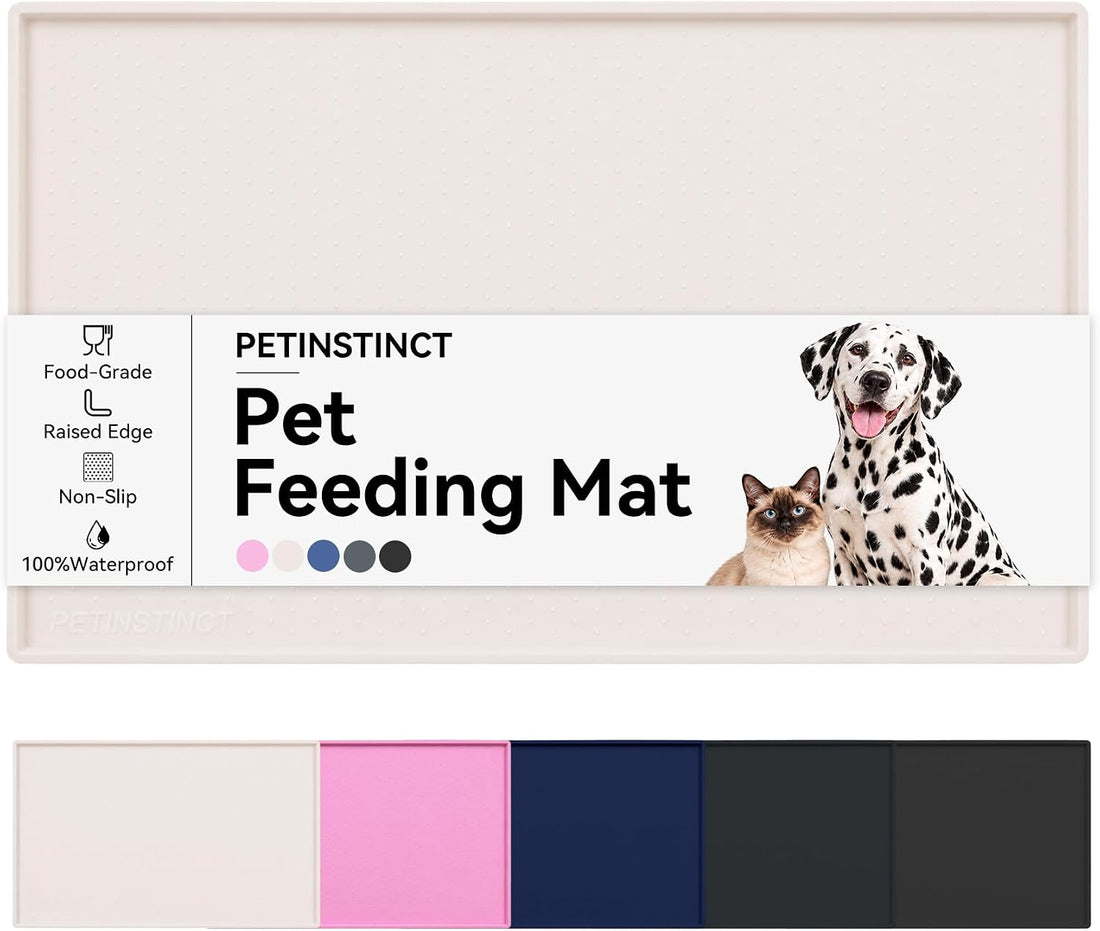 Dog Food Mat, Raised Edge Waterproof Silicone, 19x12