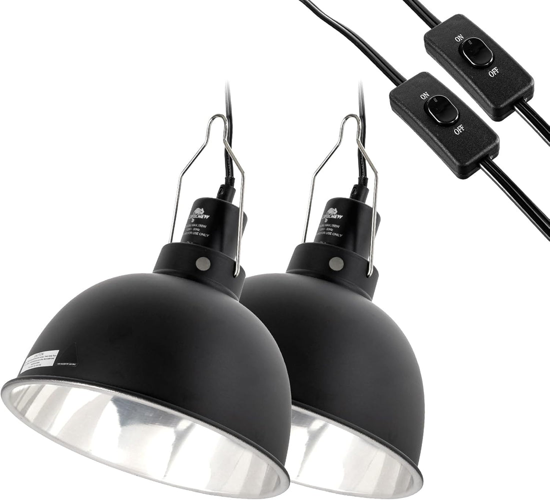 2 Pack Reptile Light Fixture, 8.5in Deep Dome Reptile Lamp Fixture