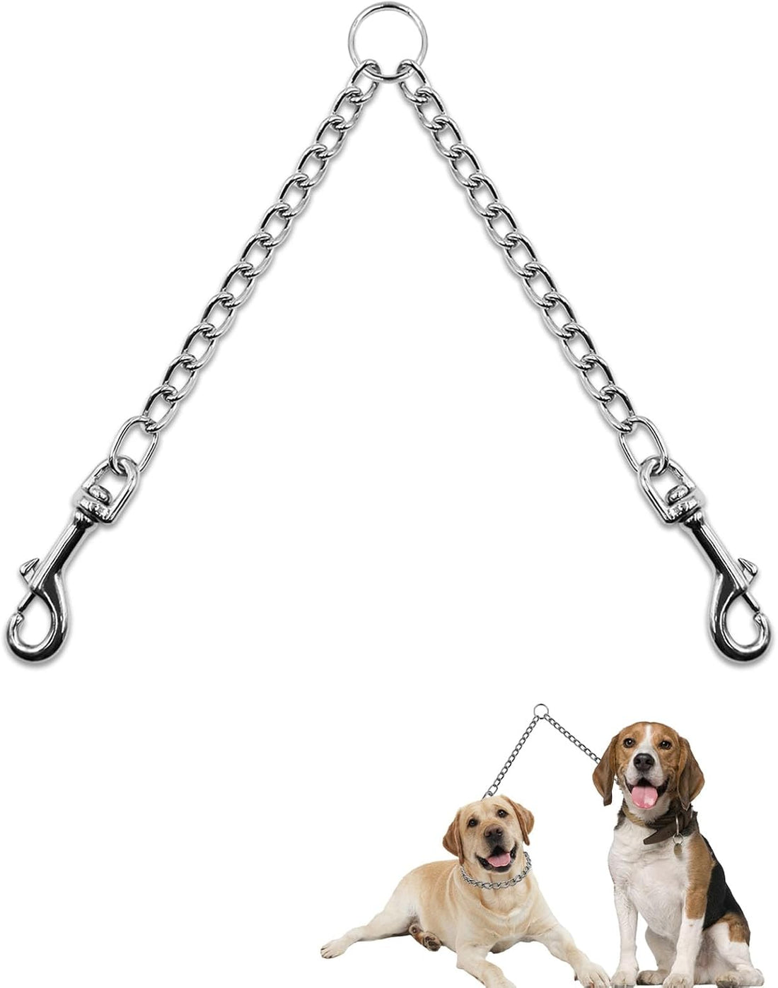LOS ANDES Metal Double Dog Leash Chew Proof Chain Leash 2 Way No