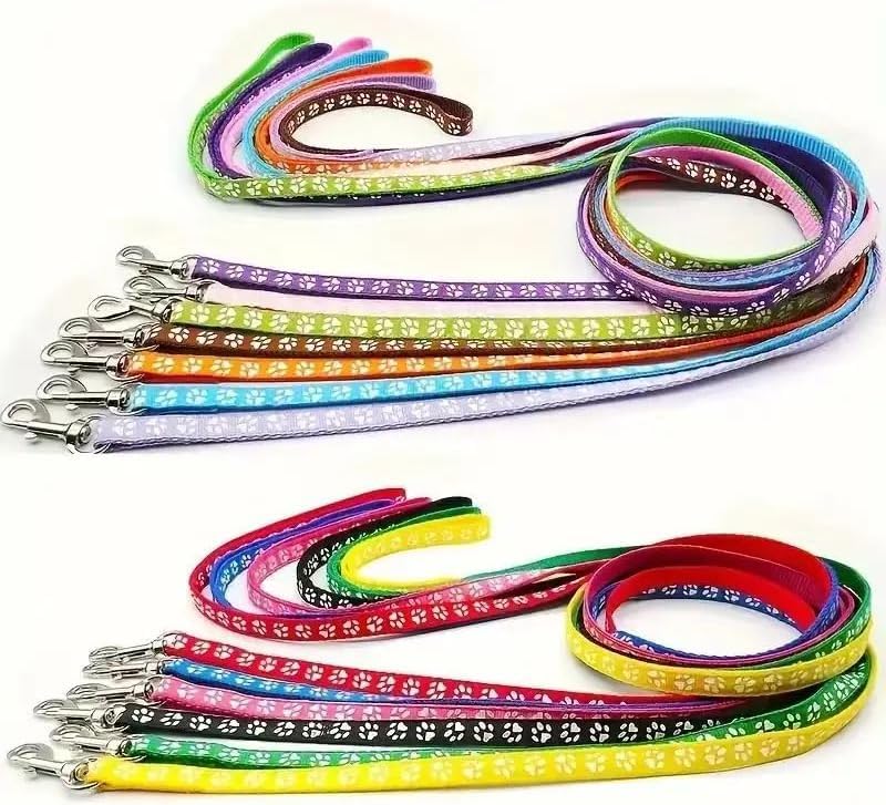 Paw Print Dog Collar Leash Set