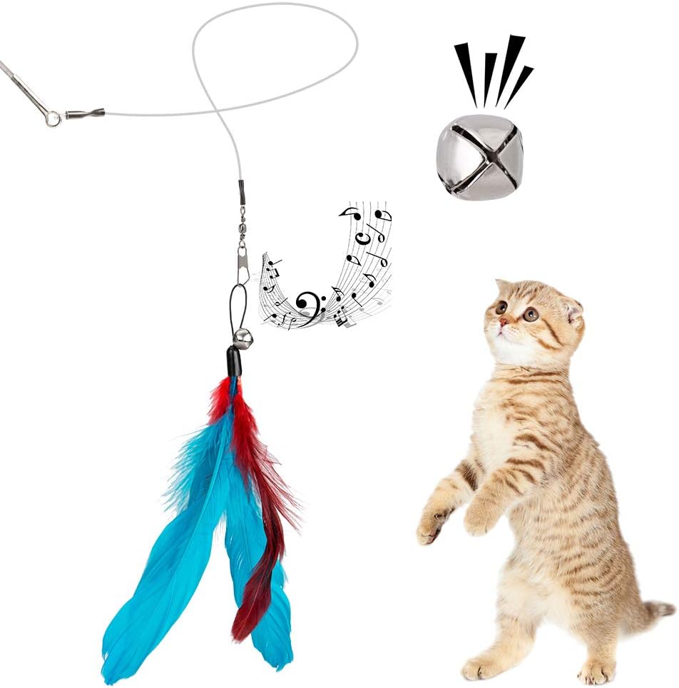 JIARON Cat Toys Feather Toy, 2PCS Retractable Wand and 10PCS