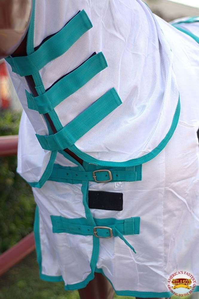 HILASON Horse Fly Sheet UV Protect Mesh 75 in White Turquoise