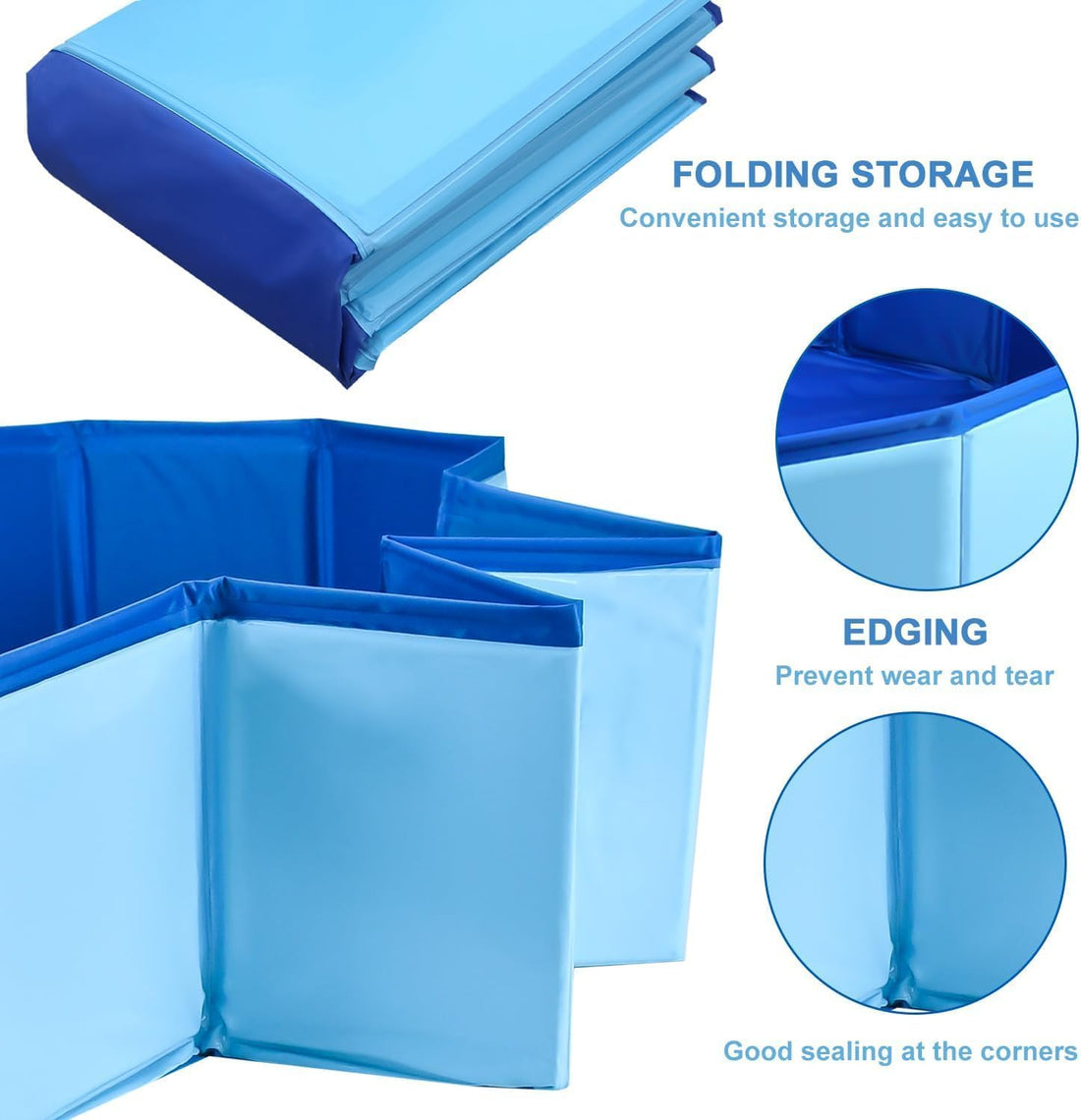 32 x 8 Inch Foldable Dog Pool with Storage Bag, PVC Pet Bath Tub