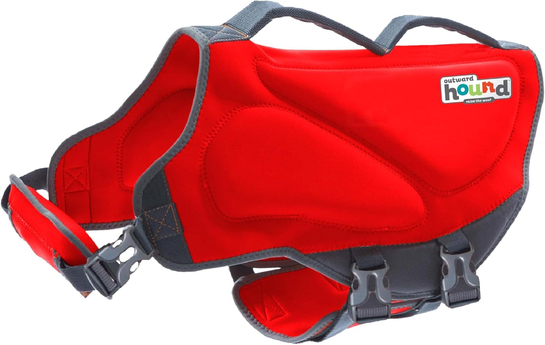 Outward Hound Dawson Swim Dog Life Jacket, Life Vest, Red, Large