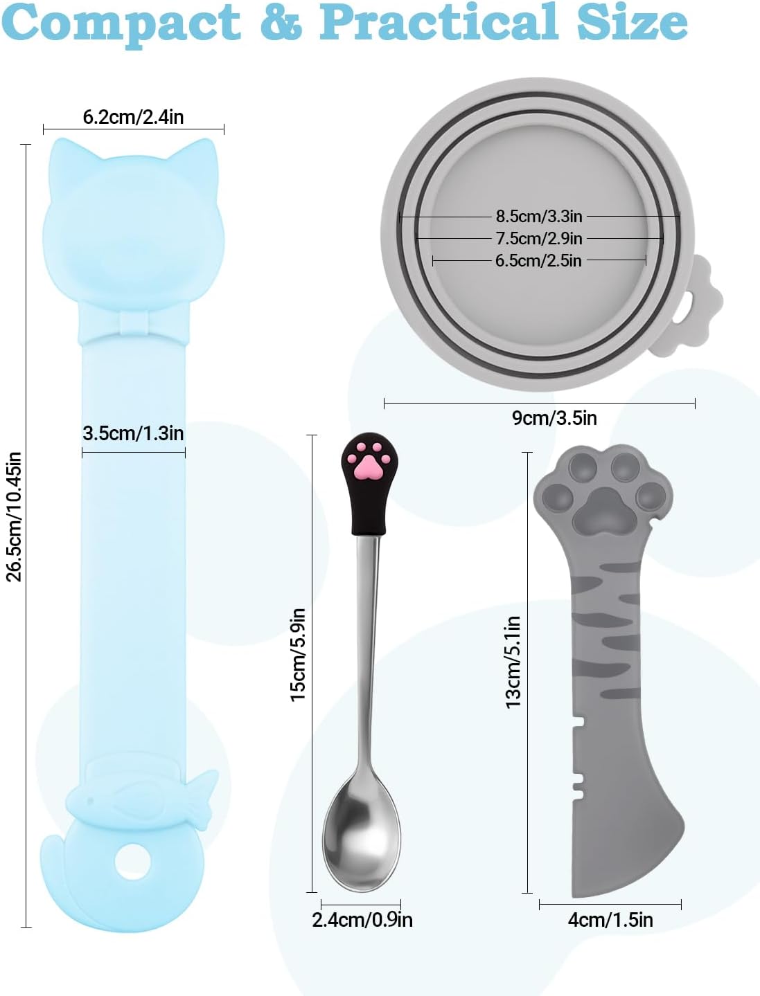 6Pcs Cat Food Can Covers Set, Cat Food Spoon & Can Opener