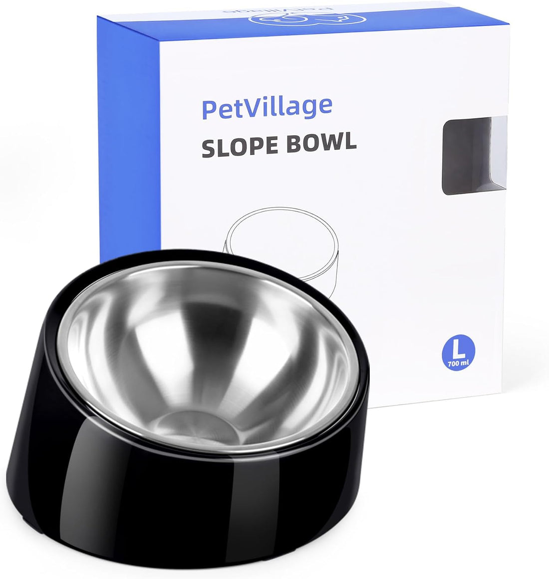 Tilted Dog Bowl Non-Slip & Non-Spill Pet Feeder with Elevated
