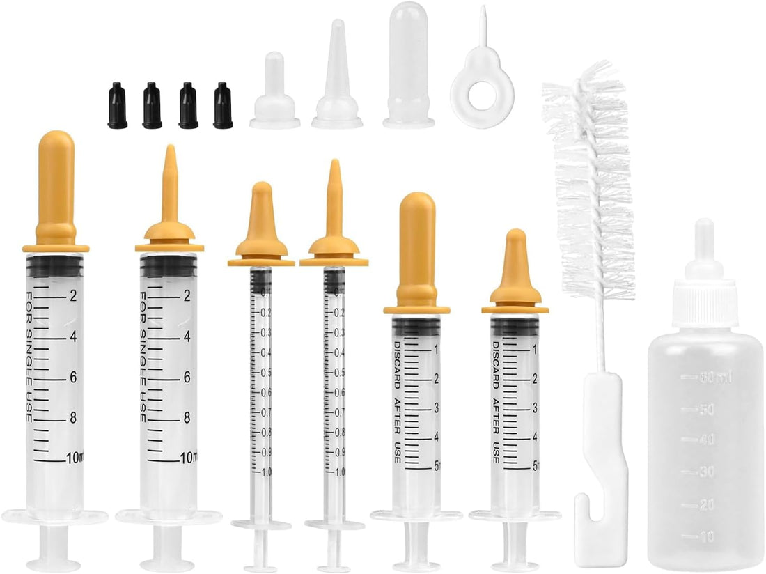Pet Nursing Kit, Kitten Bottle & Syringes Feeding Set with Silicone