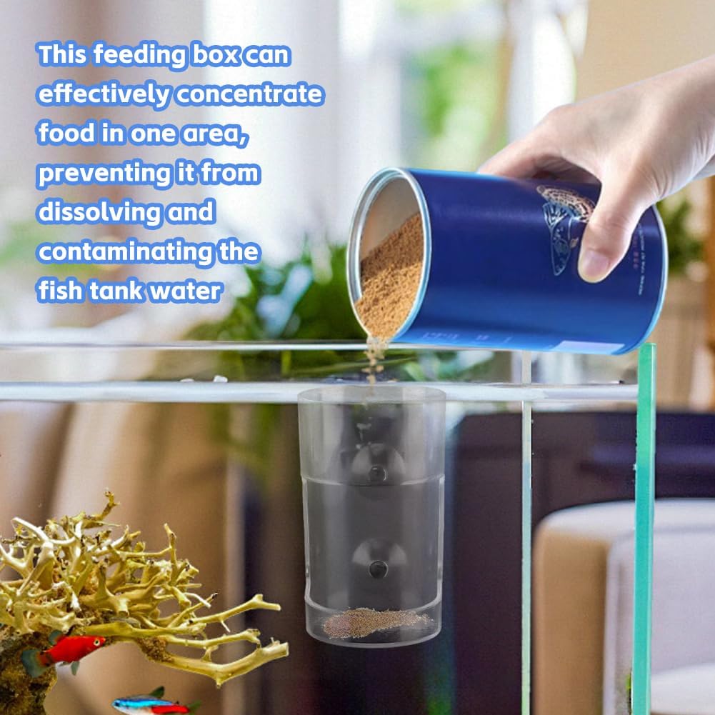 2pcs Fish Tank Feeding Tray w/Suction Cup - Aquarium Fish Feeding Tube