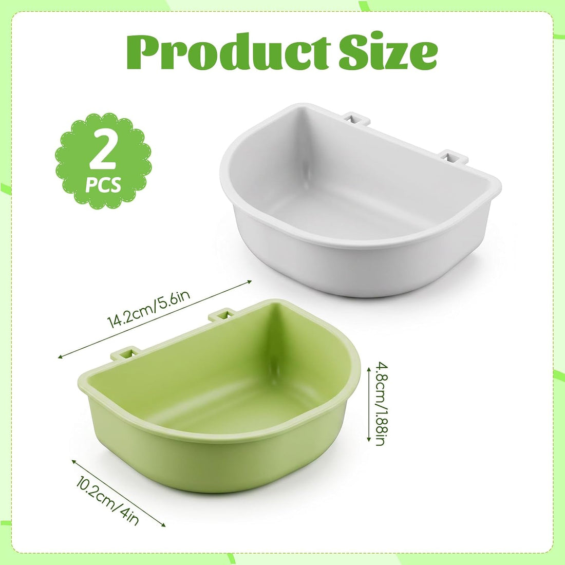 2PCS Pet Carrier Feeder, Hanging Pet Bowl Plastic Cage Cups