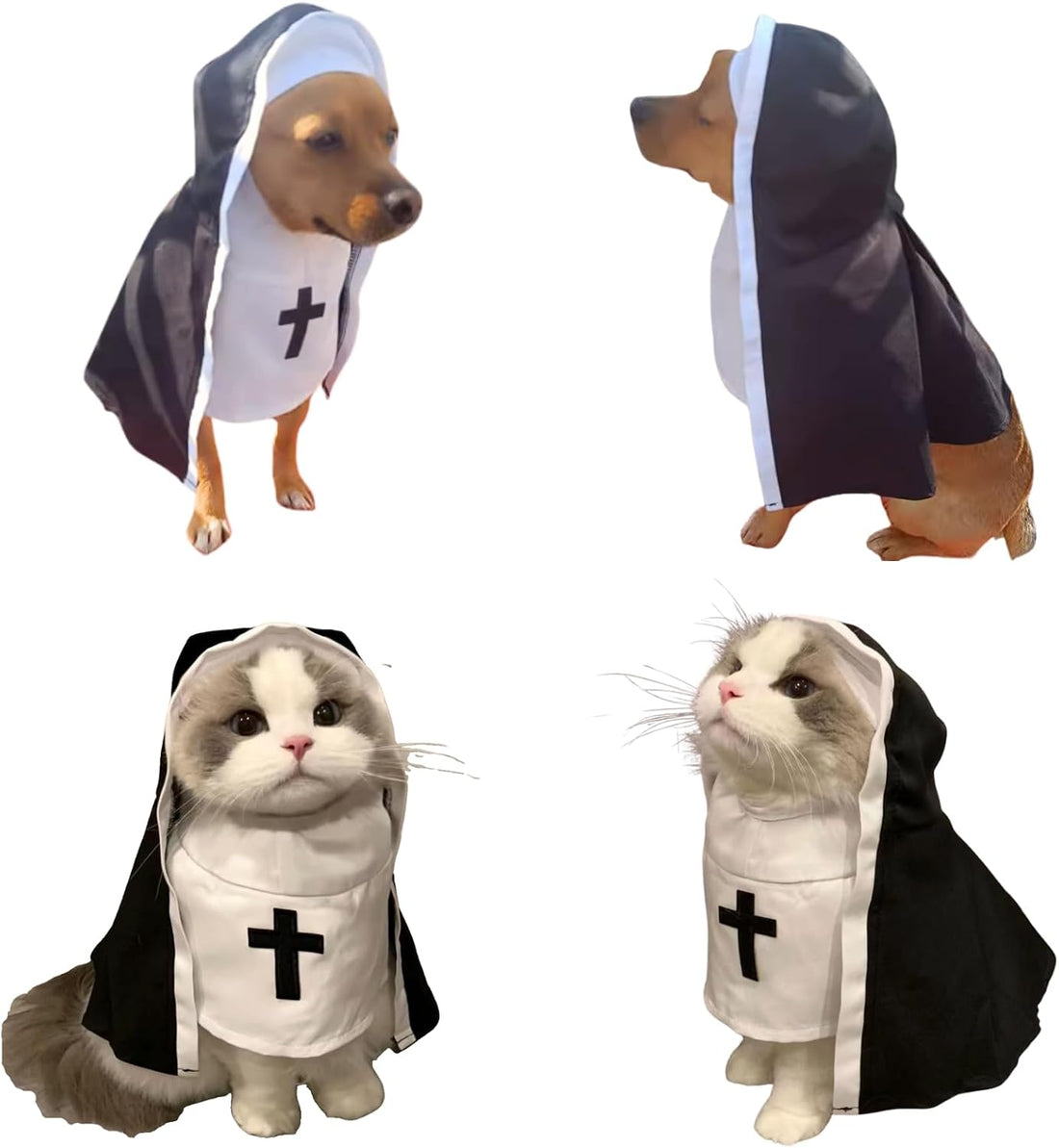 Cat/Dog Nun Costume Pet Clothing, Habit Outfit Halloween