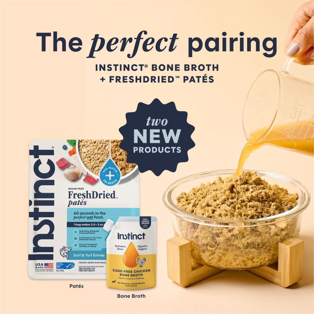 Instinct Bone Broth, Cat Meal Topper, Human Grade, Cage-Free Chicken