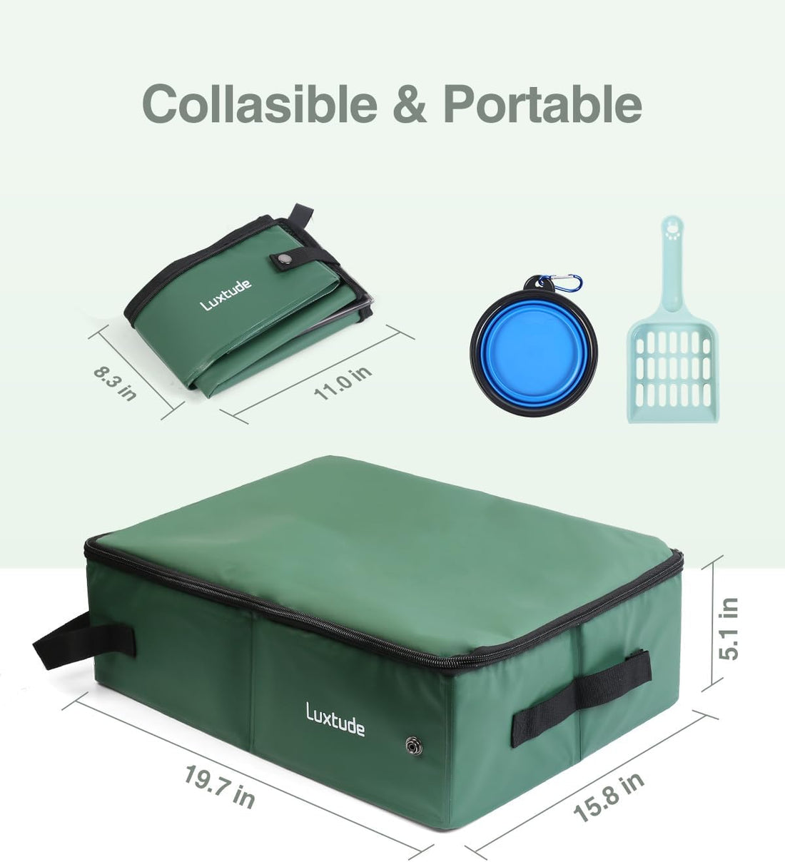 Luxtude Travel Litter Box for Cats, Comes with a Hard Non-Stick Bottom