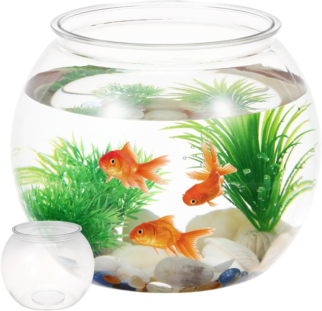 Clear Plastic Fish Bowl Round Aquarium 8.6 Inch Wide