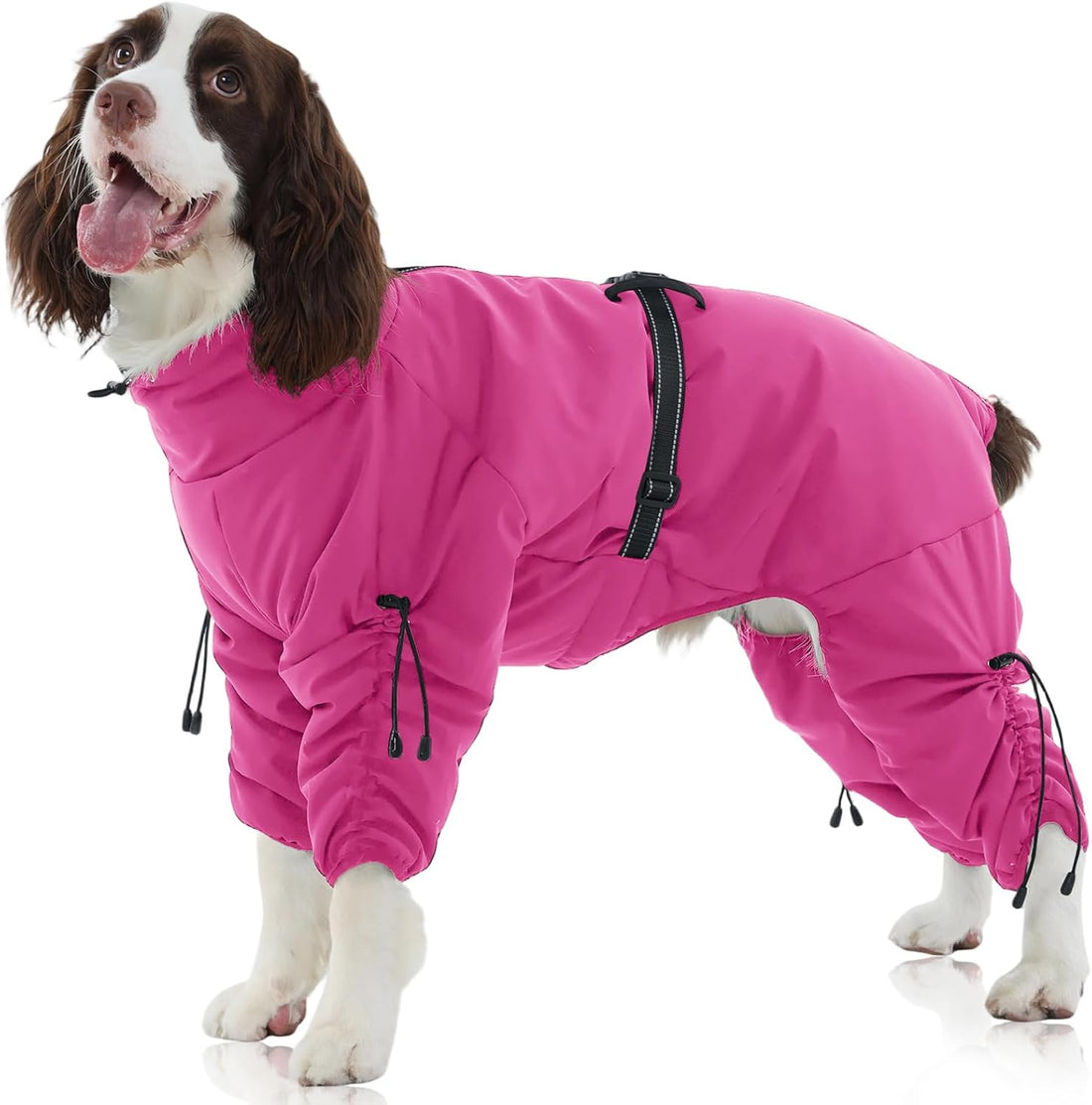 FUAMEY Full Body Dog Coat,Warm Dog Fleece Jackets with Harness Built