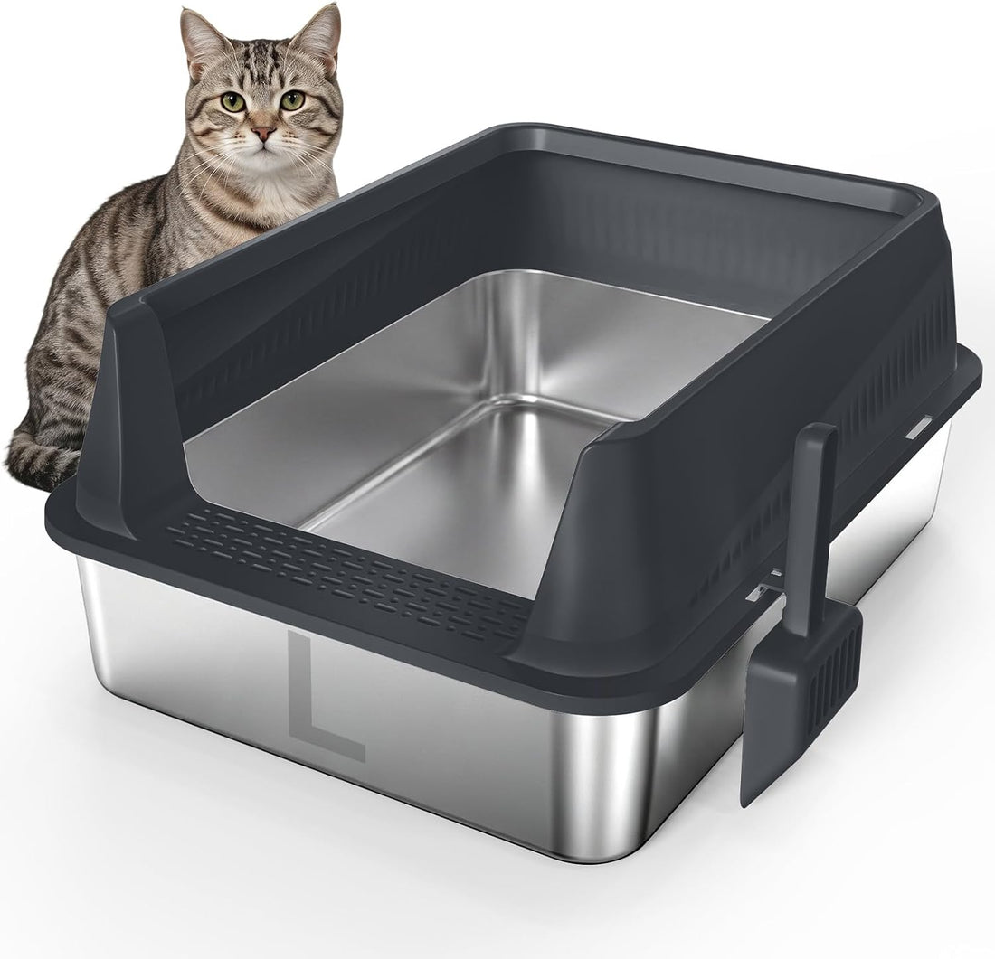 AIPERRO Stainless Steel Litter Box with Lid