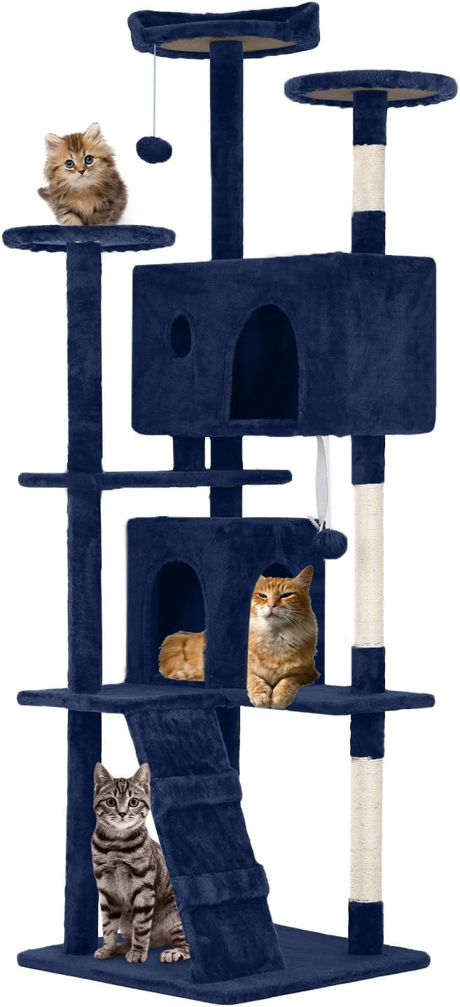 FDW | 54" Cat Tree Tower | Grey | Multi-Level Indoor Activity Center